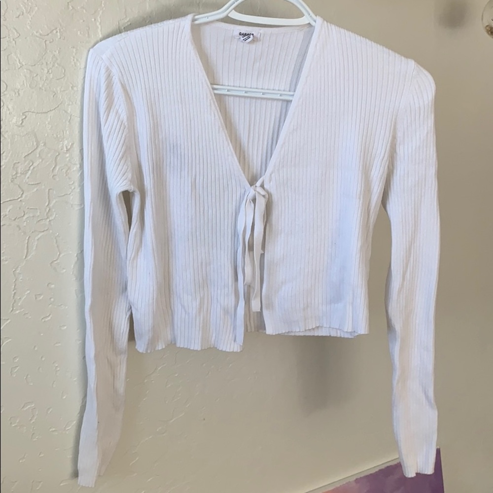 Tie Front White Sleeve Top